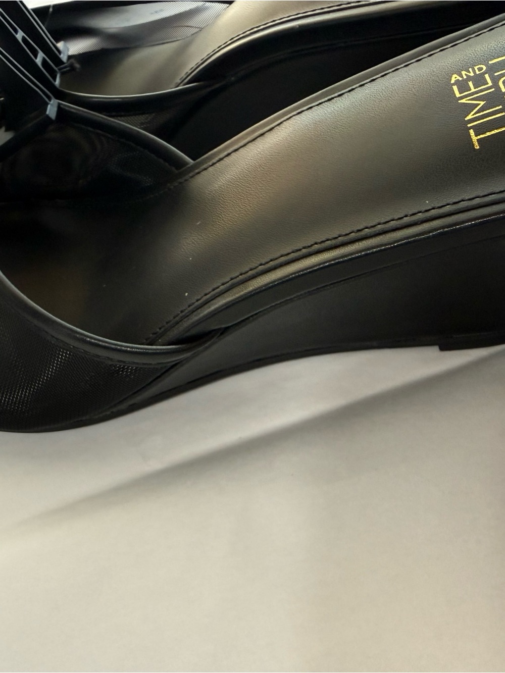 Time and Tru Black Wedge Sandals